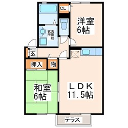 ヴァンベール江越Bの物件間取画像